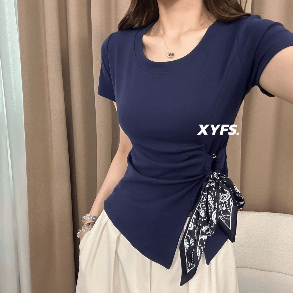 40-100กก.32นับผ้าฝ้ายแท้ผ้าพันคอไหมLaced-Upรอบคอไหล่เสื้อยืดผู้หญิงSlim-Fit Slimmerดูปกหน้าท้องความร