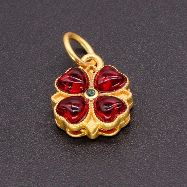 เนปาลเก่าทองเคลือบฝังอัญมณีเลียนแบบสร้อยข้อมือสร้อยคอ DIY เครื่องประดับทองเหลืองอุปกรณ์เสริม Four-Le