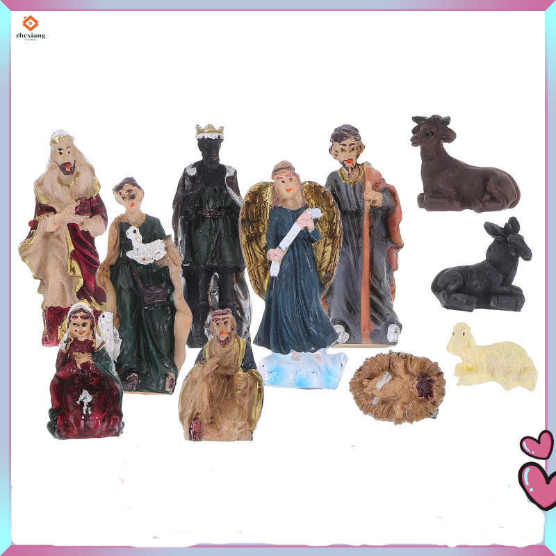 🌸 ชุดเครื่องประดับฉากพระกุมารสำเร็จรูป รูปปั้นเรซิ่น สำหรับชุดสะสม Willow Tree