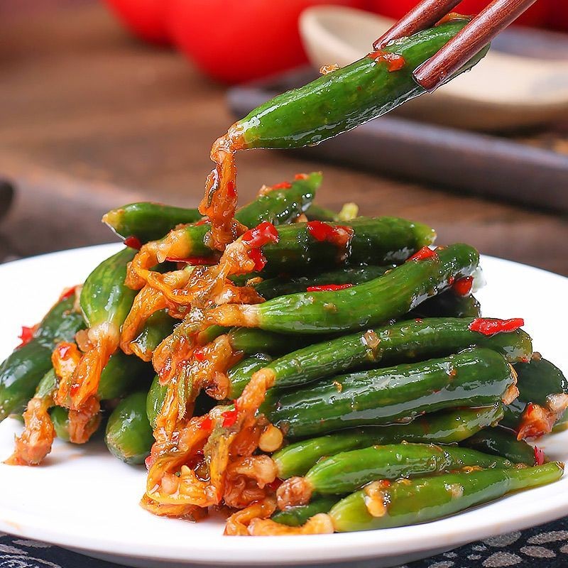 香辣腌制小黄瓜咸菜即食泡菜下饭菜开胃朝鲜族咸菜各种各样Spicy Pickled Gherkin Pickles Ready-to-eat Pickles for Rice20250903