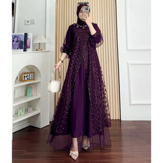 GAMIS KONDANGAN I GAMIS VIRAL TERBARU KAYLA DRESS Pesta Tille Mix Brukat Full Puring Aplikasi