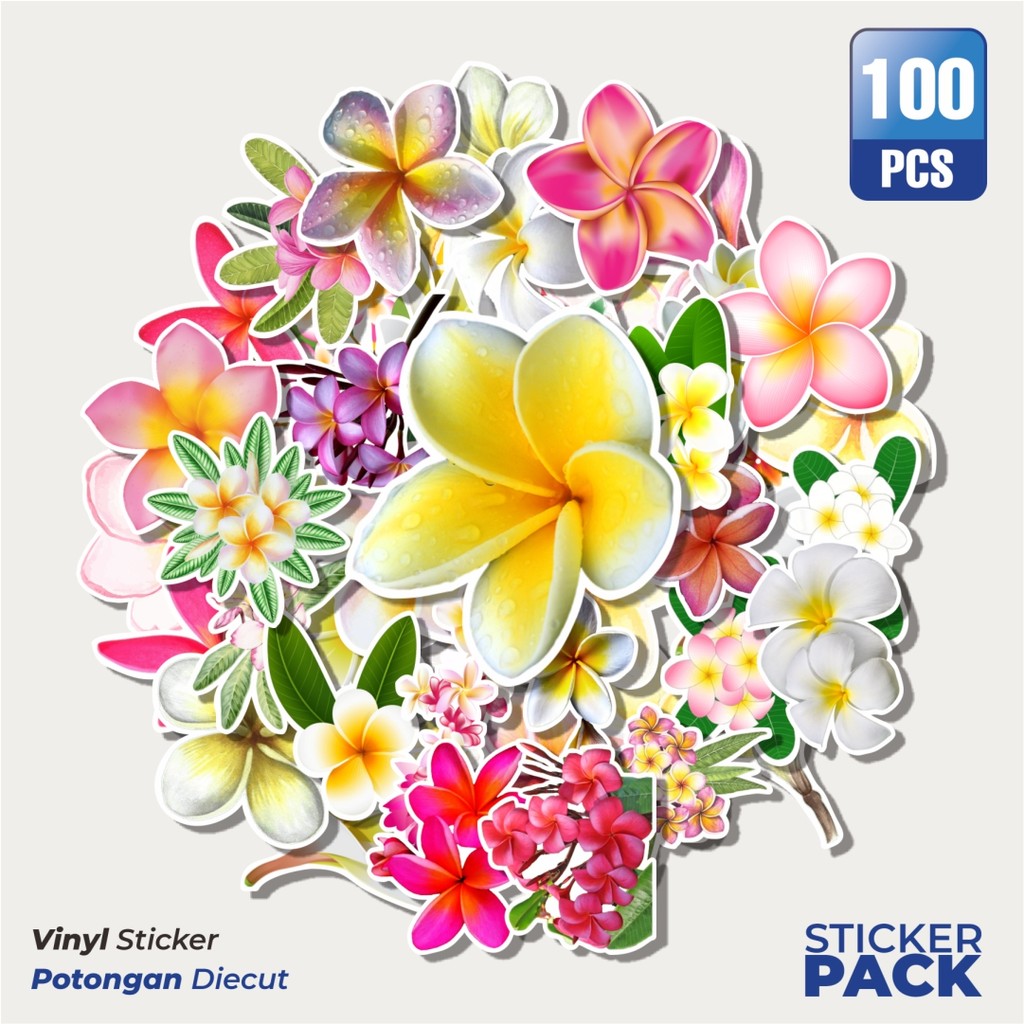 100 ชิ้น Plumeria Rubra Flowers Stickers [ Frangipani Flowers] Waterproof Aesthetic - สําหรับแล็ปท็อ