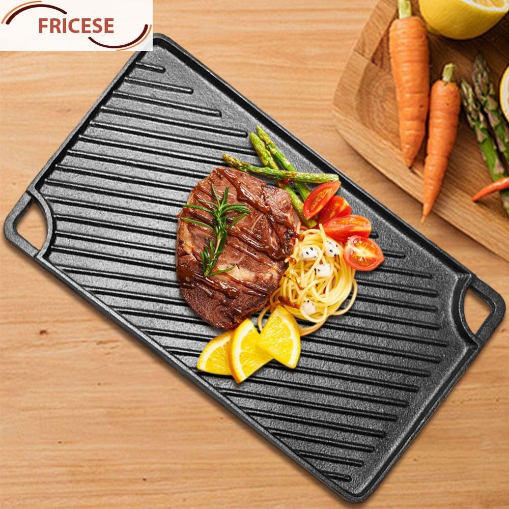 16.5X9.5 นิ้วเหล็กหล่อ Griddle แผ่นย่างสี่เหลี่ยม Griddle Pan Skillet สําหรับแก๊สเตาตั้งพื้นเตาอบหรื