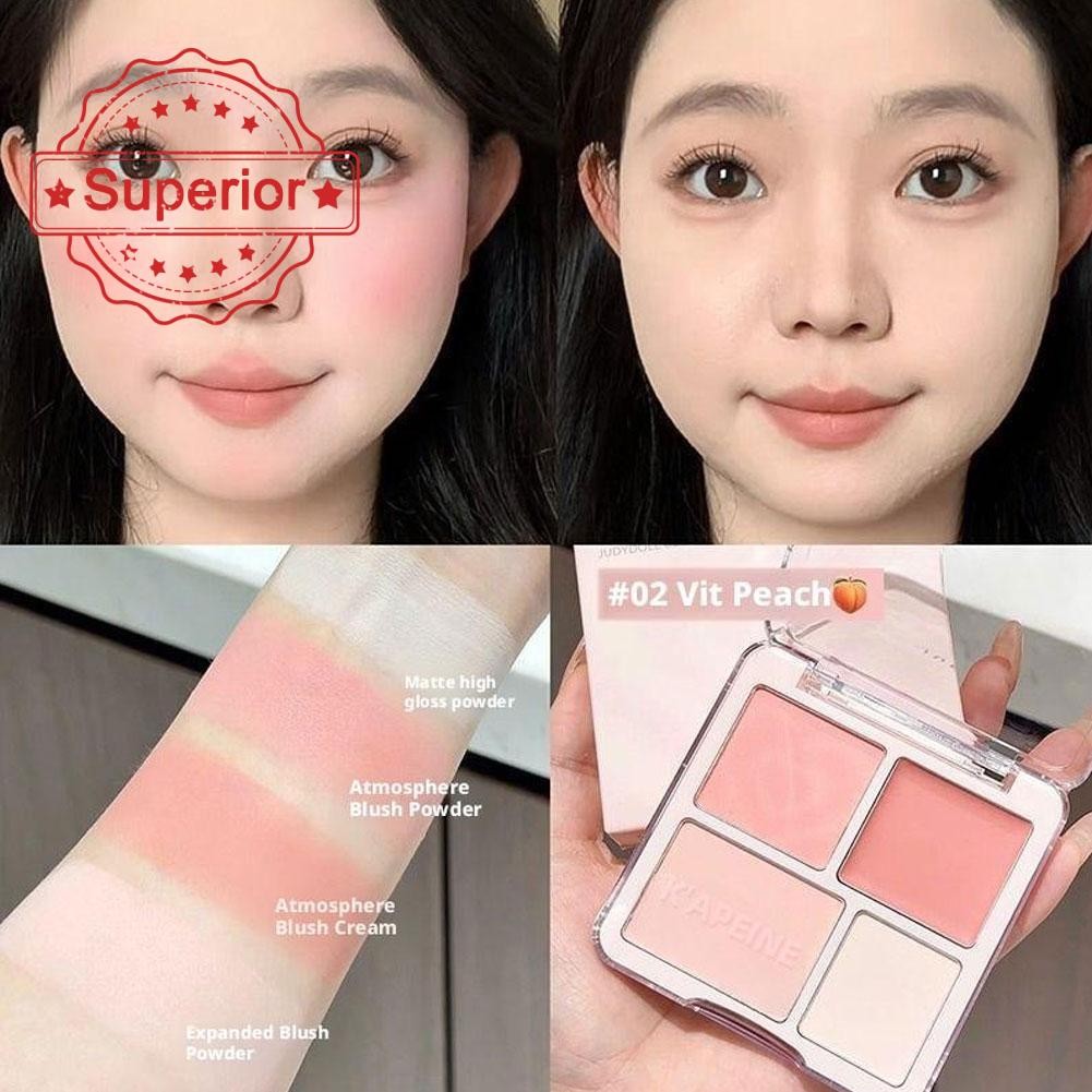 Four Color Powder Blusher Matte Waterproof Colourful Rouge Makeup Palette เครื่องสําอาง Blush V0e0