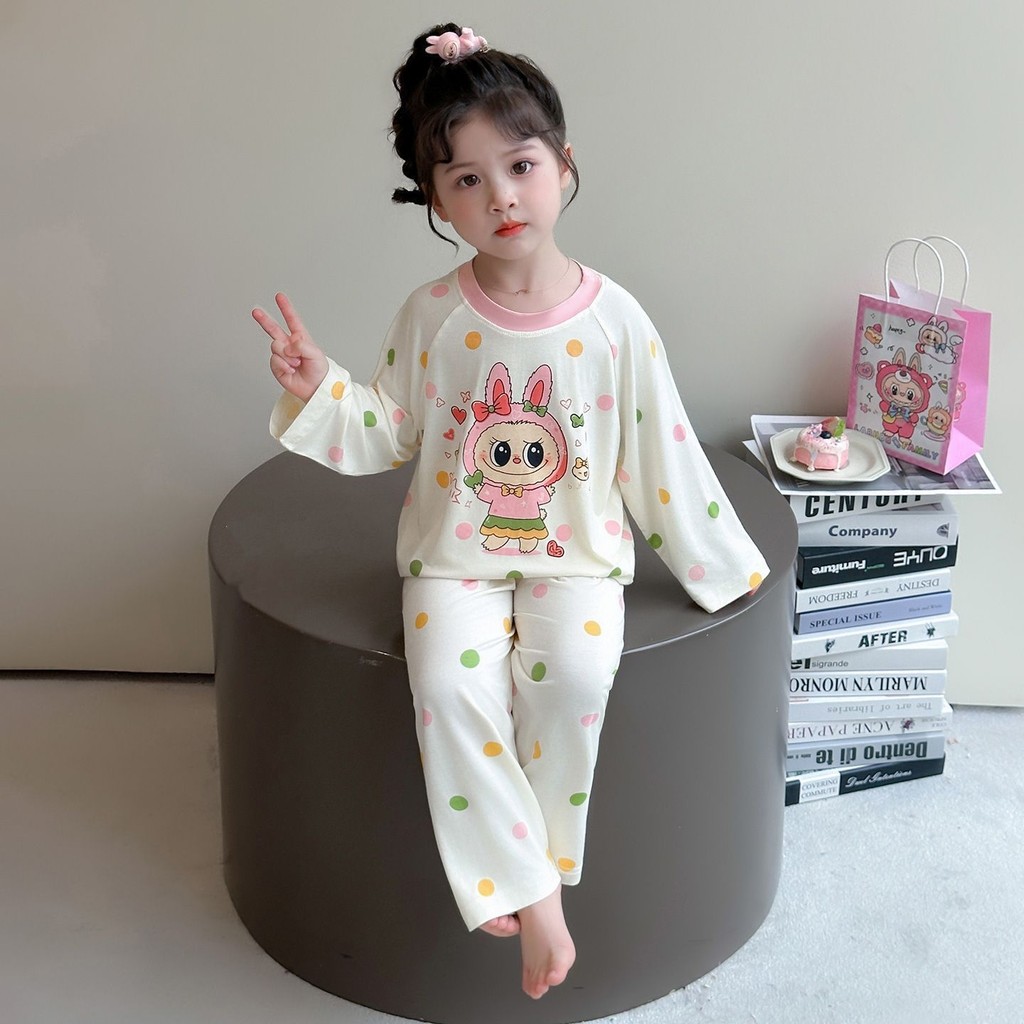 ชุดนอนเด็กผู้หญิง Labubu แขนยาว น่ารัก ระบายอากาศ ใส่สบายในบ้าน - รูปที่ 5