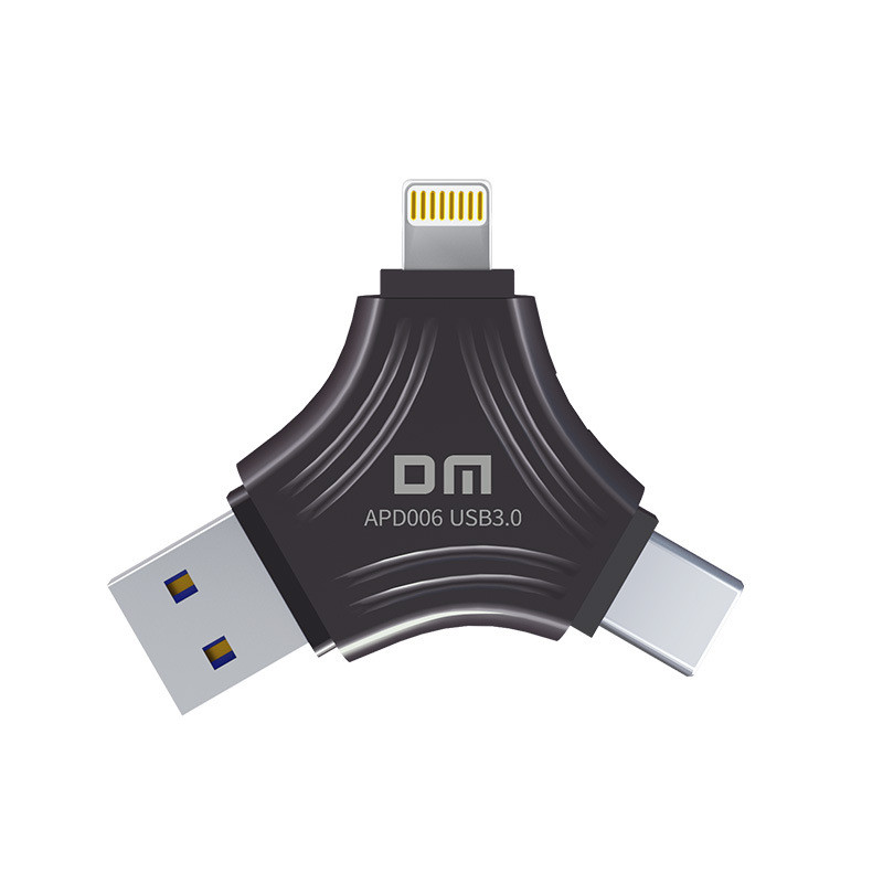 DM 128GB โทรศัพท์มือถือ U Disk Lightning USB3.0 Type-C U Disk สามหัว U Disk คอมพิวเตอร์ U Disk