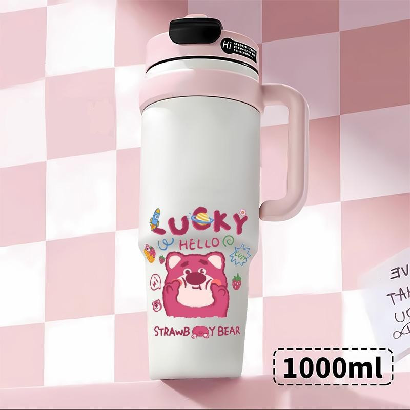 ของ bb01 สตรอเบอร์รี่หมี 235 รถถ้วย 1000ml Cold-tolerance ถ้วยฟางขวดแช่เย็นเด็ก Sippy กาต้มน้ําทนควา