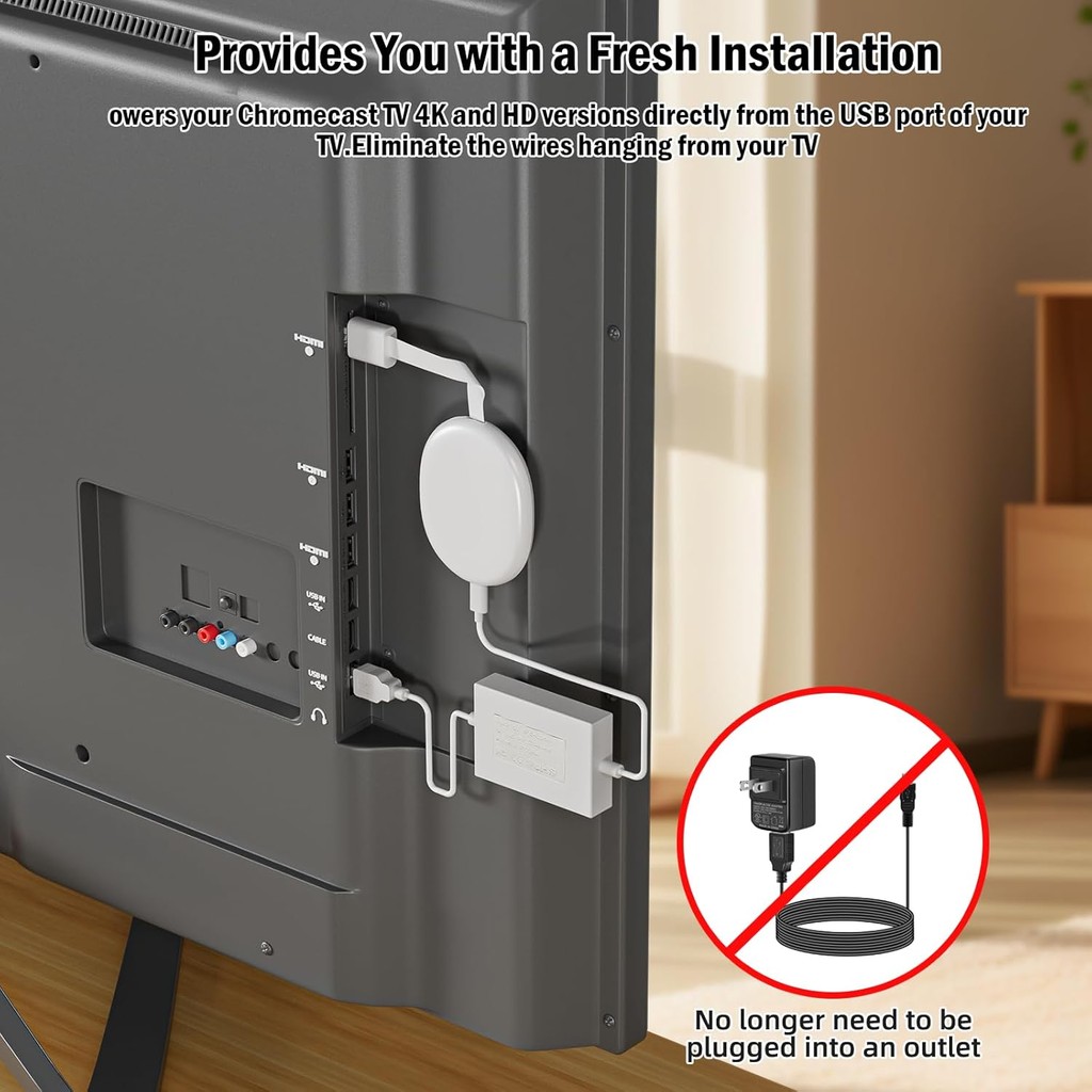 QFUP สายไฟ USB สําหรับ Chromecast พร้อม Google TV (พอร์ต Type-C เฉพาะสําหรับรุ่น Chromecast 4K และ H