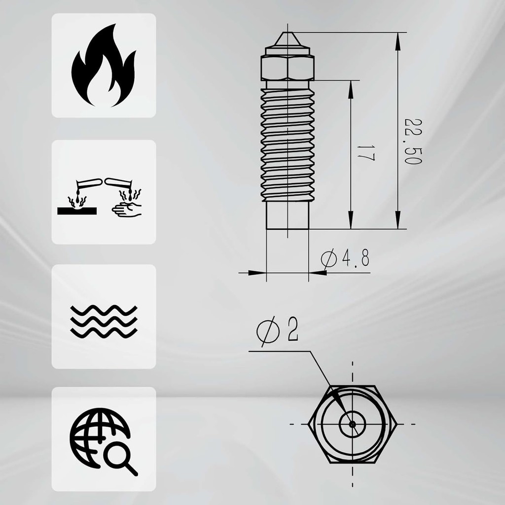 5 ชิ้น 0.4 มม.หัวฉีดเหล็กชุบแข็งสําหรับ Elegoo Neptune 4 Plus/Neptune 4 Max, เหล็กแข็ง Extruder Hote