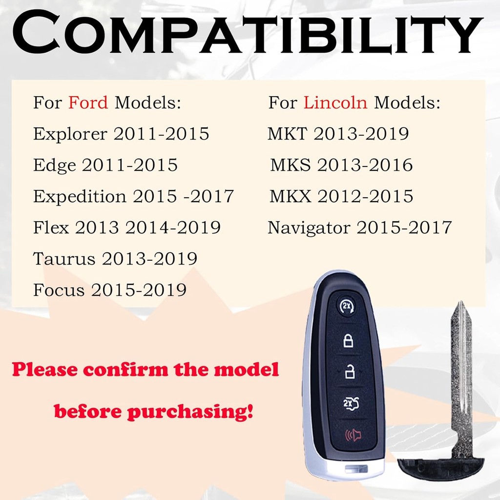 Key Fob เปลี่ยนเหมาะสําหรับ Ford Explorer Edge 2011 2012 2013 2014 2015 Expedition Flex Taurus 2013-