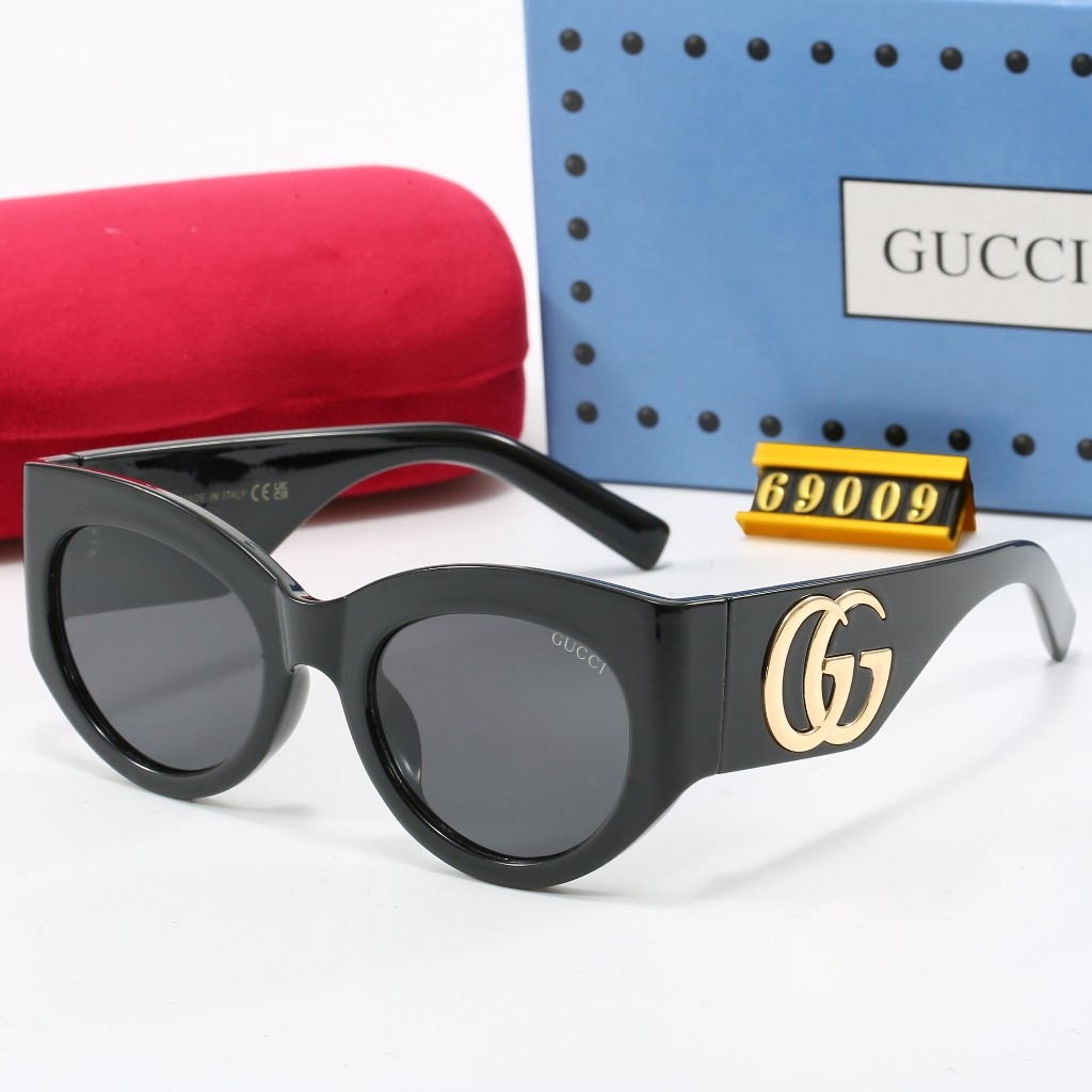 Gucci แว่นตากันแดดผู้ชายผู้หญิงแนวโน้มแฟชั่น Acetate กรอบสีดํา uv400 แว่นกันแดด sk