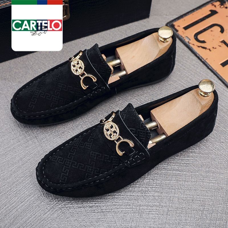 Katile Crocodile Mens Shoes All-Match Peas Shoes Lazy One-Pedal Cover Foot Driving Mens Casual Flat 