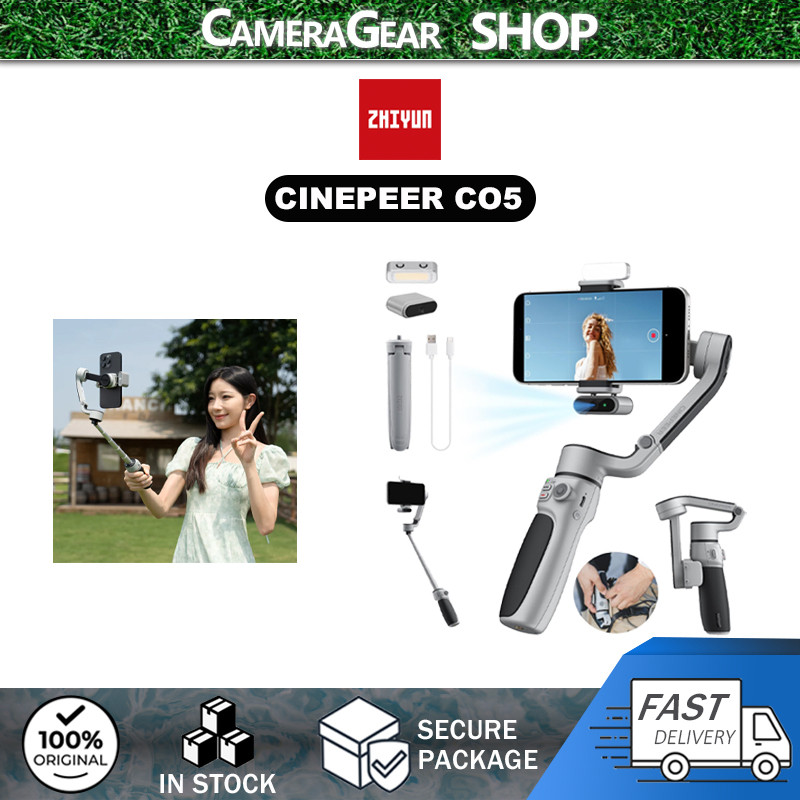 ZHIYUN CINEPEER CQ5 Combo สมาร์ทโฟน Gimbal Stabilizer พร้อม AI Tracker แม่เหล็กเติมแสง Extension Rod