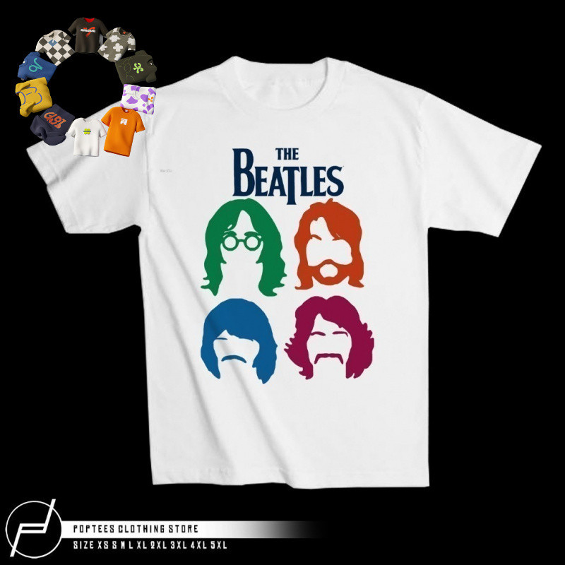 The Beatles Band Pattern T-shirt ผ้าฝ้าย 100%, Unisex คอกลมแขนสั้น สบาย มีบริการจัดส่งทุกวัน 24 ชั่วโมง
