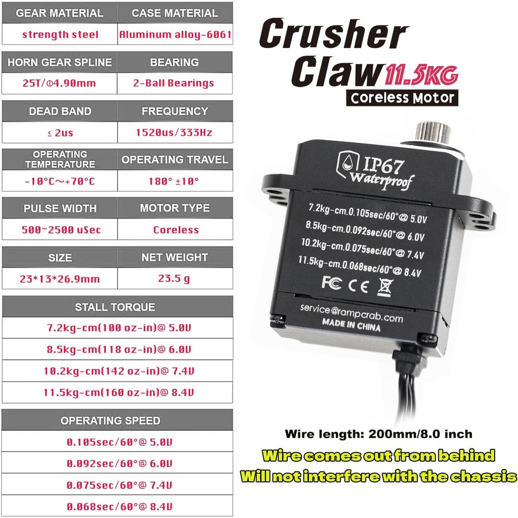 RampCrab พวงมาลัย Servo 11.5KG สําหรับ TRX4M,พร้อมตัวยึดเซอร์โวและแตรเซอร์โวสําหรับ TRX4M RC Crawler