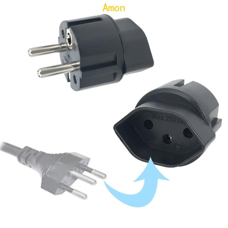 Amon Swiss to European Plug Adapter Power Socket Connector Travel 250V Adapter Socket