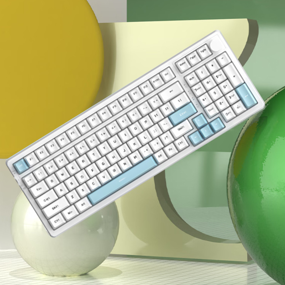 Ashn ABS Pudding Keycaps แป้นพิมพ์กลไกการเล่นเกมแบบใช้สาย Tri-Mode BT Keypads Ajazz AK992 Wireless