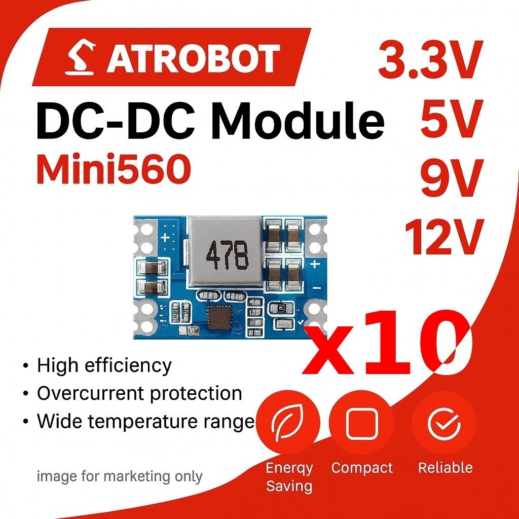 10 Sets – Mini560 Buck Converter 5A, 8-23V to 3.3V/5V/9V/12V