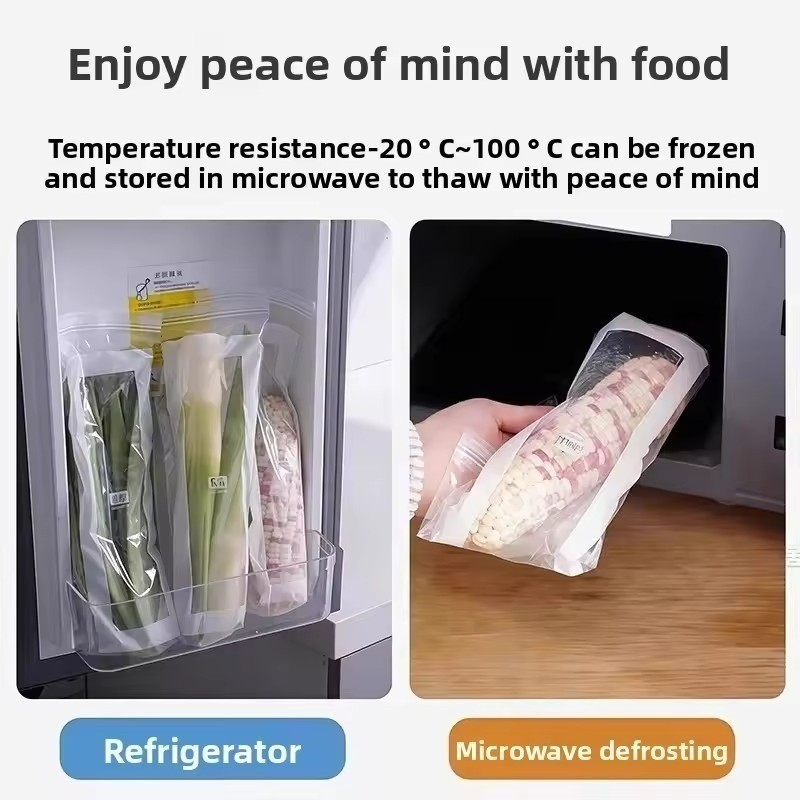 แถบยาวถุงเก็บสด-ถุงปิดผนึกยางคู่หนา-ถุงเก็บตู้เย็นเกรดอาหาร15/30/45/60/75ชิ้น - รูปที่ 5