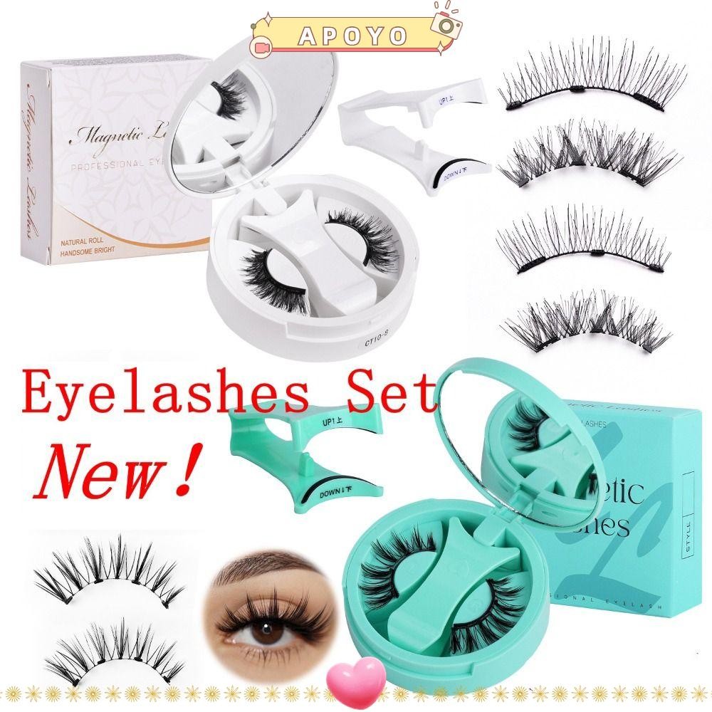 APOYO Manga Lashes, ทําซ้ําใช้งานง่ายขนตาแม่เหล็กพร้อม Applicator, นํากลับมาใช้ใหม่ได้ไม่มีกาวจําเป็
