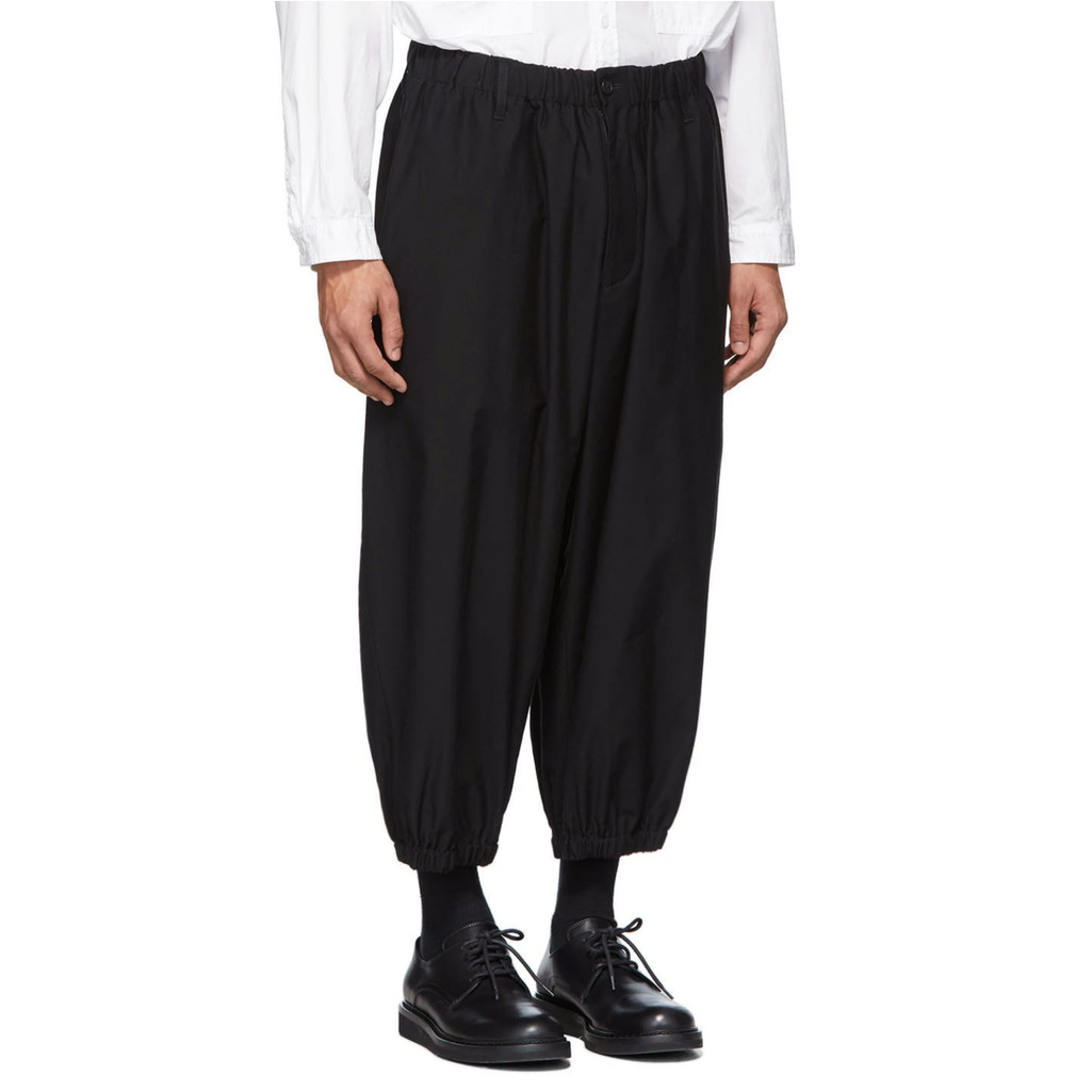 YOJI OOAK BLACK GATHERED PANTS 羊毛毛扣松裤