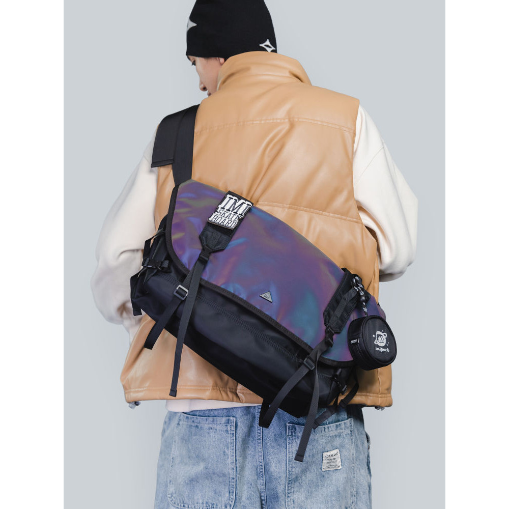 IMipack ฟังก์ชั่นการเปลี่ยนรูปความจุขนาดใหญ่กระเป๋า Messenger ผู้ชายผู้หญิง Messenger Commuter คอมพิวเตอร์ญี่ปุ่น Dark เครื่องมือแห่งชาติ