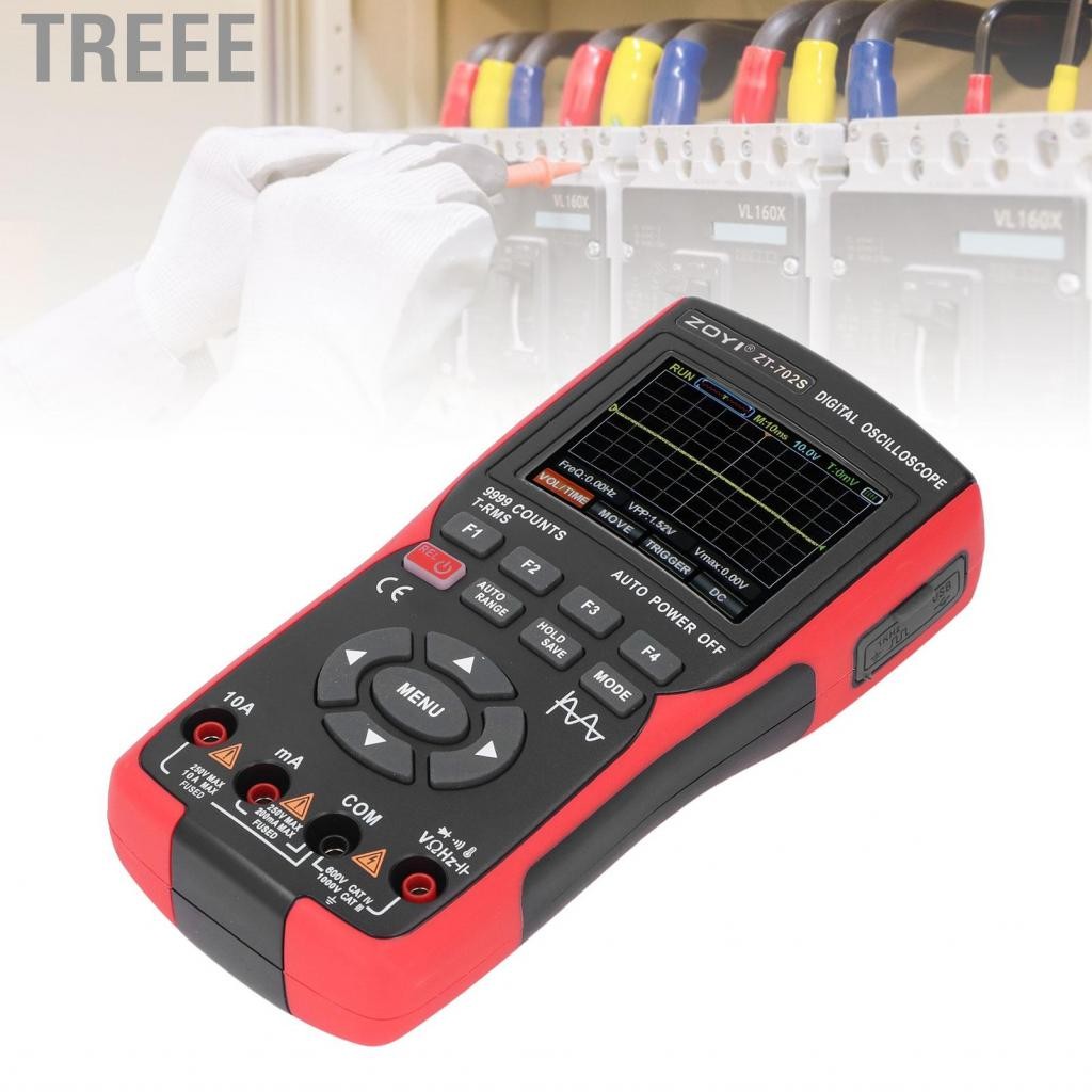 Treee Treee-th Handheld Digital Oscilloscope Multimeter 48MSA 9999 นับช่องเดี่ยวพร้อมสายเคเบิล USB ส