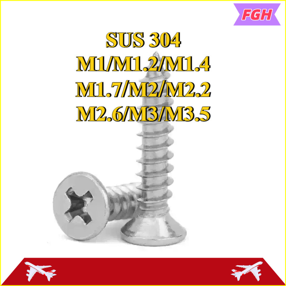 สกรูเกลียวปล่อย  หัวF+ น็อต สกรู หัวเตเปอร์ แฉก F+ สแตนเลส 304 เกลียวปล่อย / Flat Head Phillip Tappi