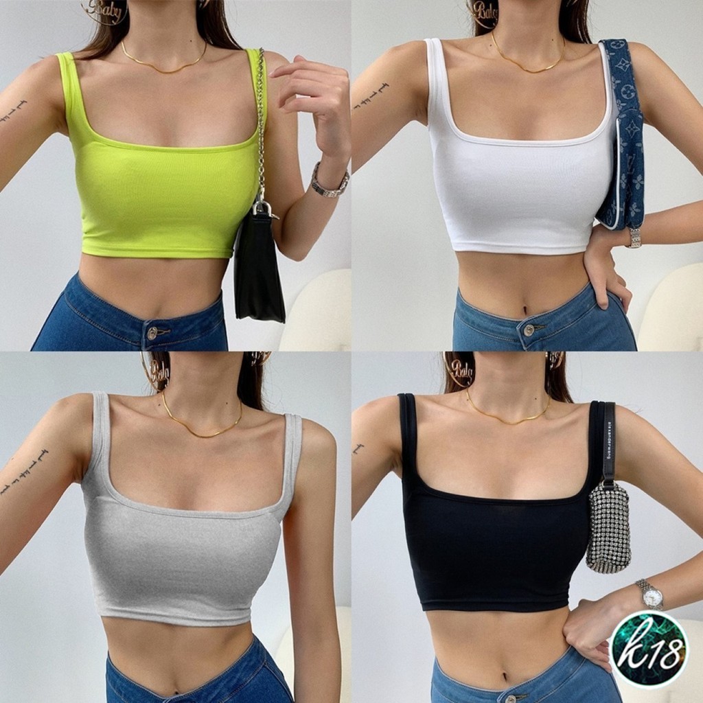 K18💜Korean เสื้อกล้ามทรงตัวสั้น รุ่น 4 สี มีไซส์ให้เลือก