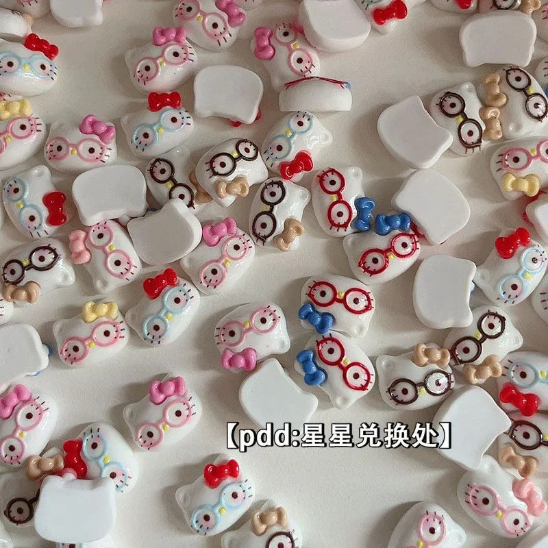 แว่นตามนุษย์แมวน่ารัก แบบแมวโบว์ KT พร้อมกิ๊บติดผมและอุปกรณ์DIY