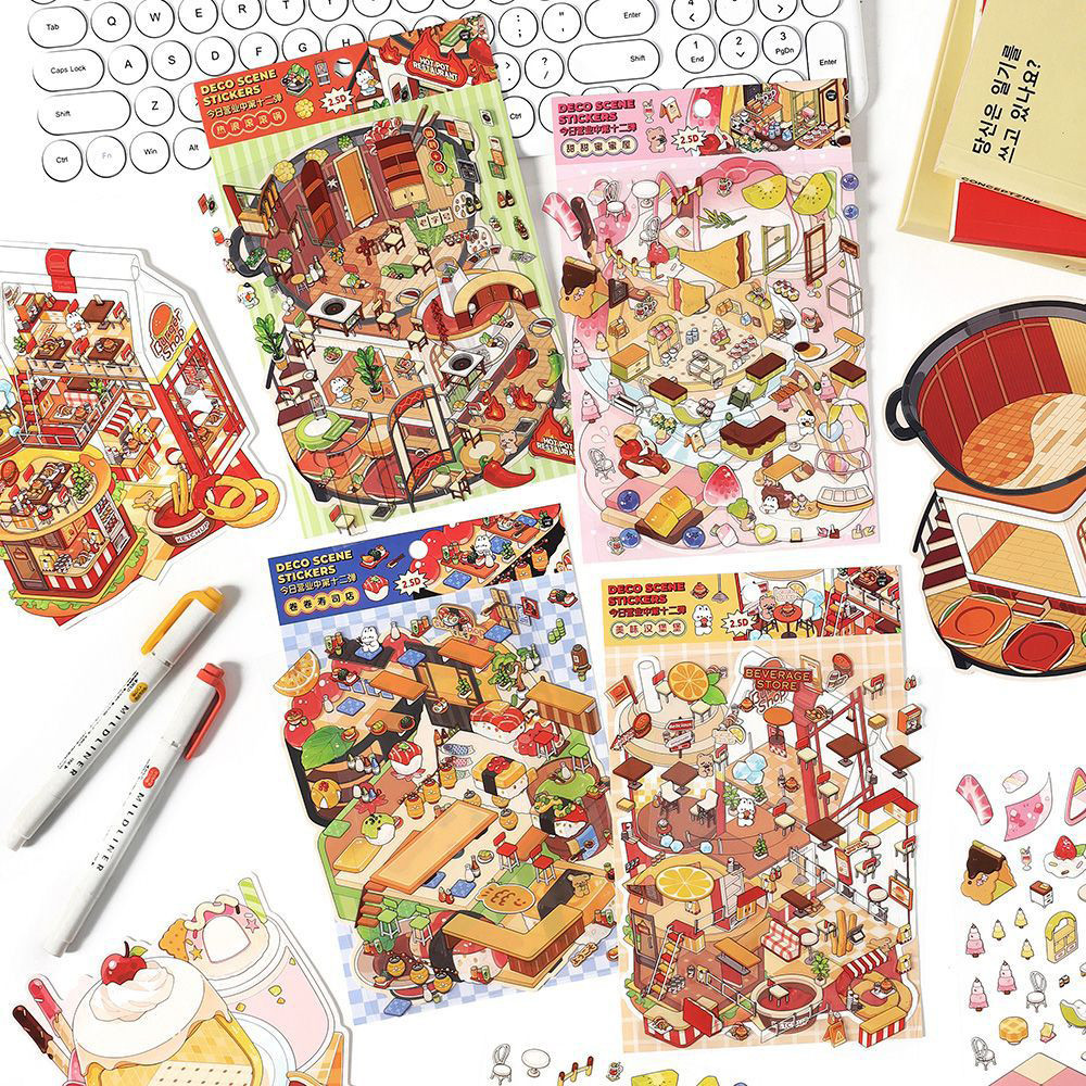 The 12th Series 2.5d Landscape Sticker Planner DIY สติ๊กเกอร์ตกแต่งภูมิทัศน์