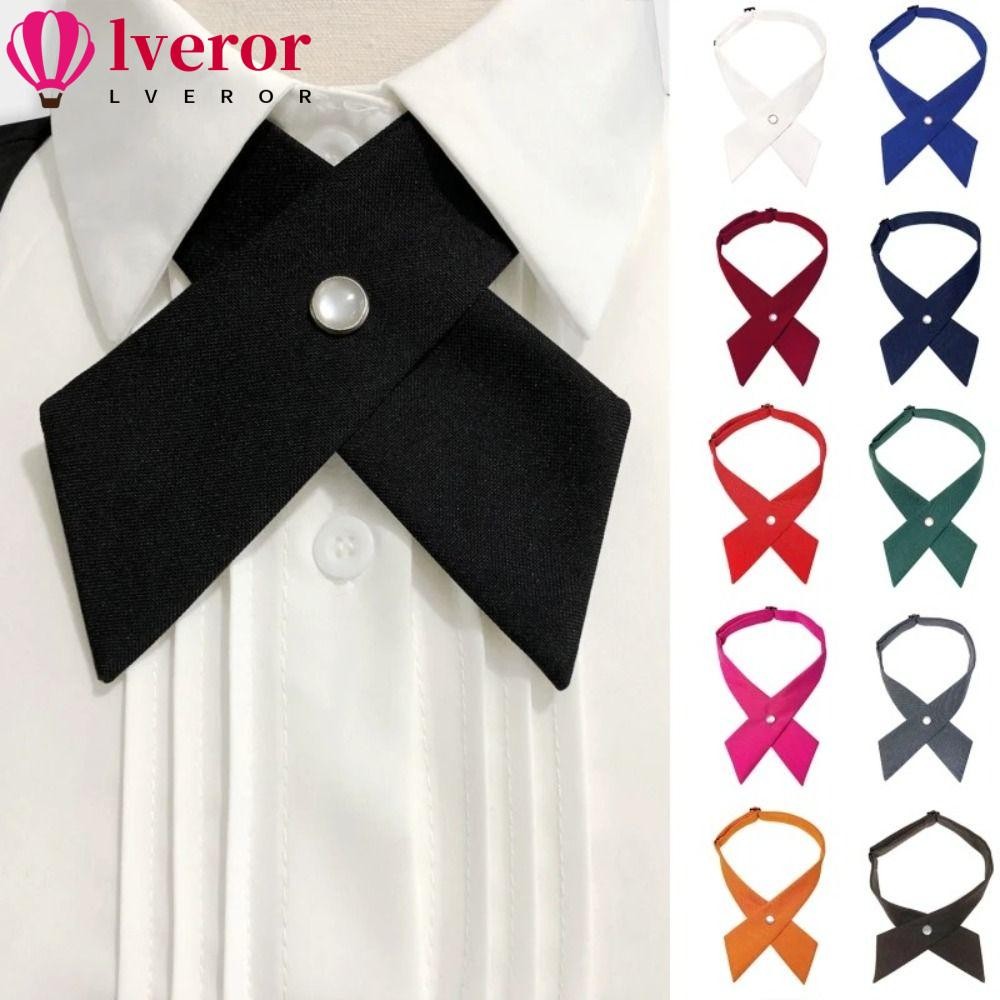 LVEROR Cross Bowtie โบว์ไทโพลีเอสเตอร์ที่ถอดออกได้ สำหรับเสื้อ tie คุณภาพสูง อุปกรณ์ตกแต่งคอ JK