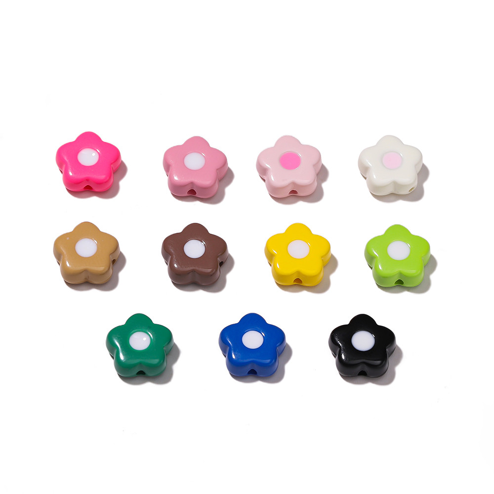 ลูกปัดดอกไม้อะคริลิก 9.5 x 10 มม. สีสันสดใสสำหรับทำสร้อยข้อมือและสร้อยคอมืองาน DIY ราคา ถูกที่สุด ดีลบีเคเค แกลเลอรีภาพที่ 7