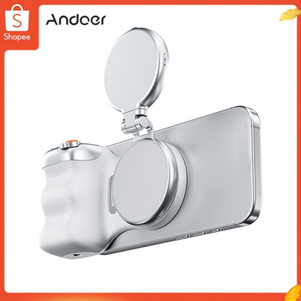 Andoer จับกล้องโทรศัพท์มือถือ Andoer พร้อมปุ่มชัตเตอร์ไร้สาย Magnetic Mount Snaps บนสมาร์ทโฟน