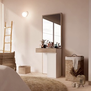 Looms โต๊ะเครื่องแป้ง รุ่น PHILA สีโซลิดโอ๊คตัดสีขาว (60x40x…