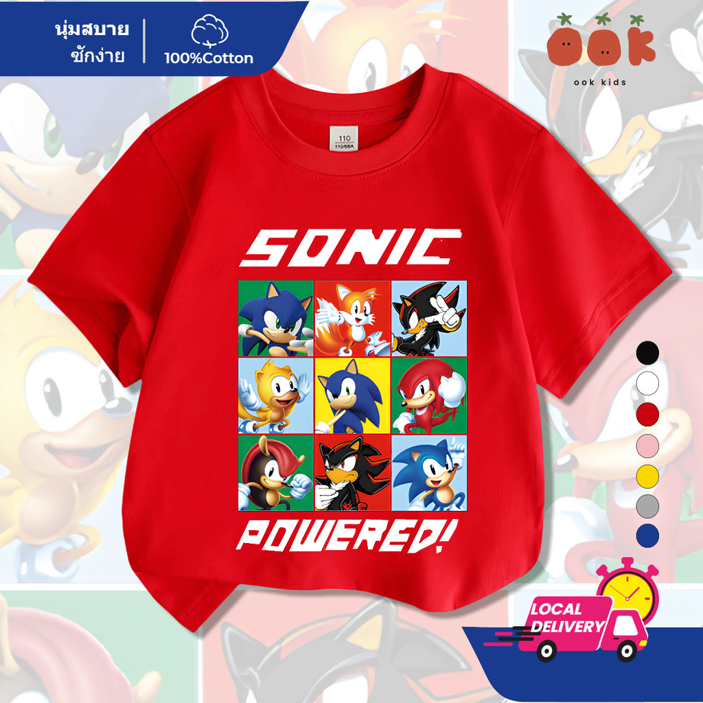 Sonic the Hedgehog เสื้อยืดเด็ก คอกลม แขนสั้น Cotton ลายเกมสุดน่ารัก สไตล์ยูนิเซ็กซ์ สำหรับเด็ก 2-12 ปี