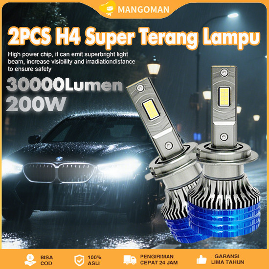 D34RR MANGOMAN 2PCS รถสีไฟ LED 24SMD 100W H4 Super Bright 30000LM ไฟ LED สําหรับไฟหน้า/หมอกโคมไฟ Tur