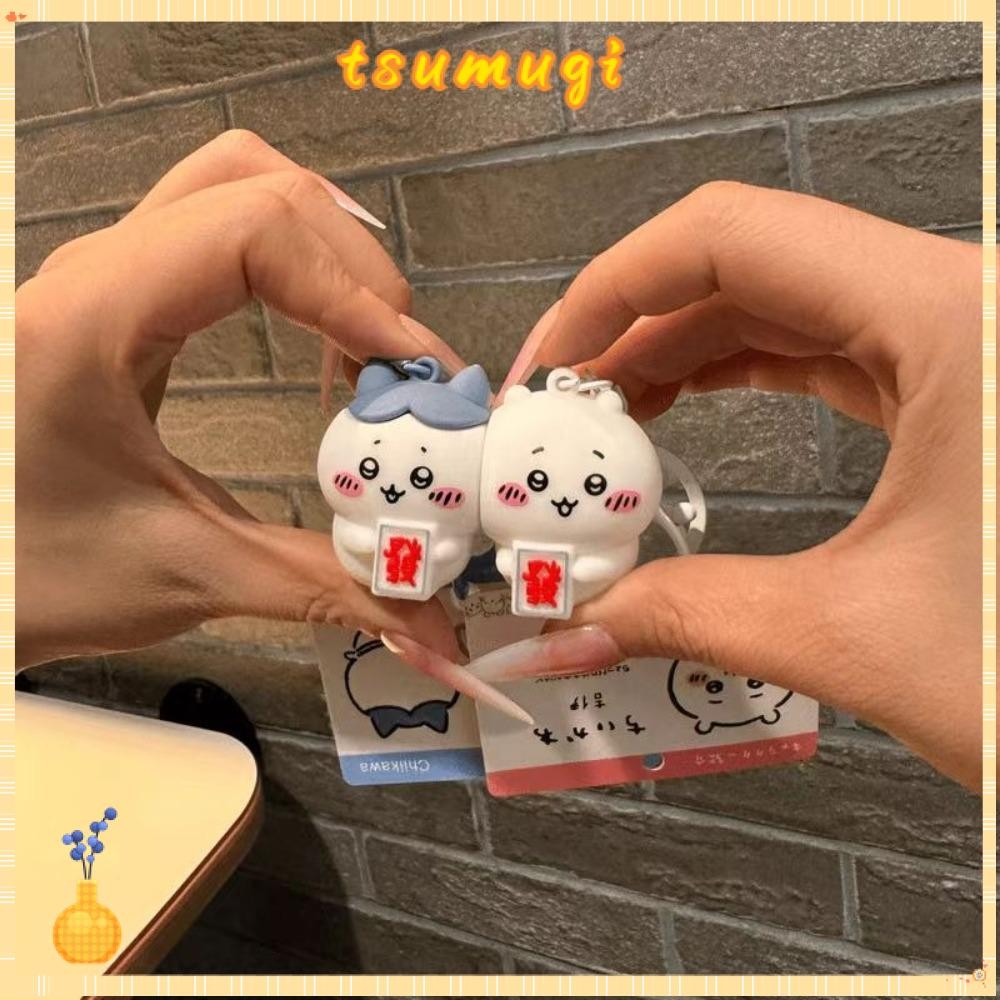 TSUMUGI พวงกุญแจแม่เหล็ก 1 คู่, Hachiware Usagi Chiikawa พวงกุญแจ, การ์ตูนแม่เหล็ก Memorbilia อะนิเมะคู่ Keyholder เพื่อน