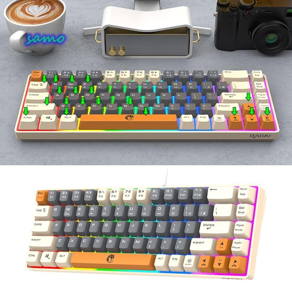 SAMO Gaming Mechanical Keyboard, Blue Switch Luminous RAID K68 Keyboard, Thai Keys 68 Keys Backlight