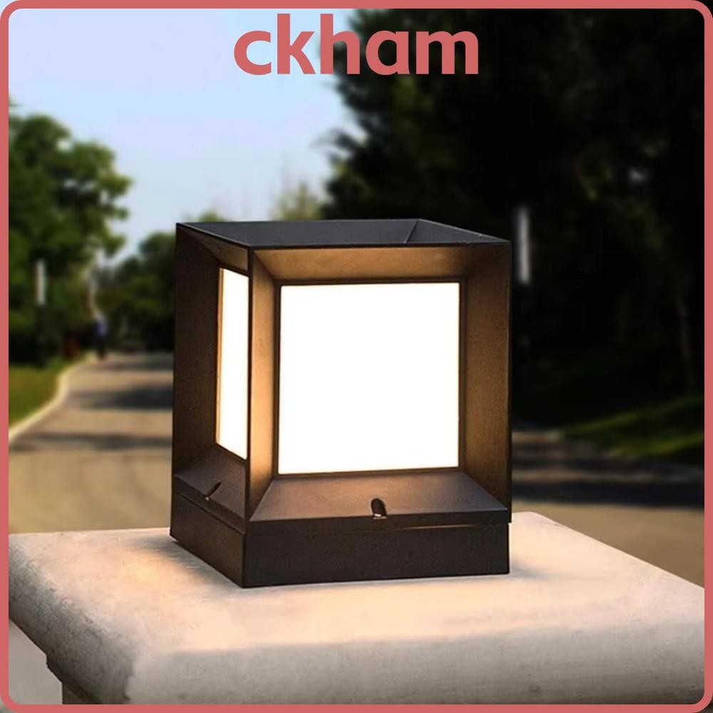 CKHAM ไฟคอลัมน์กลางแจ้ง E27 แบบโมเดิร์น กันน้ำ IP54 สำหรับรั้วและสวน