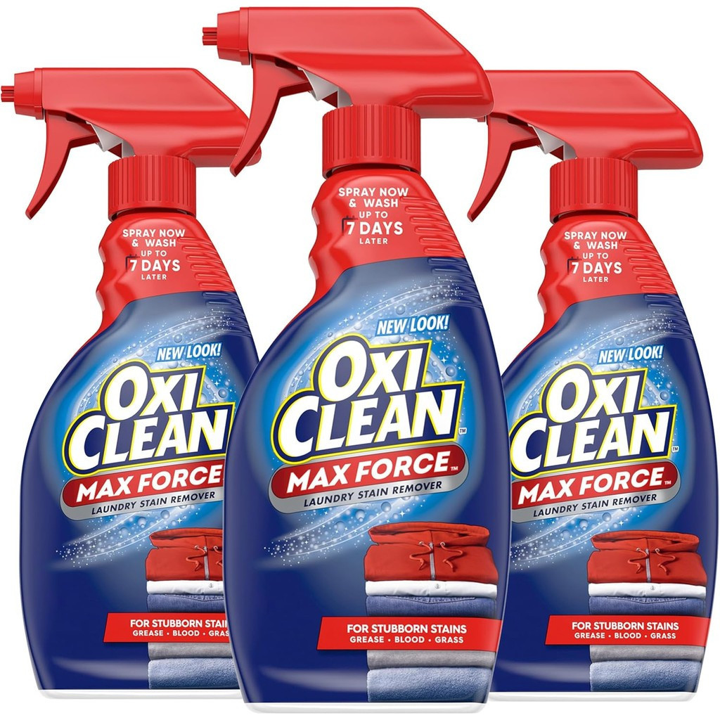 OxiClean Max Force สเปรย์ขจัดคราบซักผ้า 12 ชั้น ออนซ์ 3 แพ็ค​