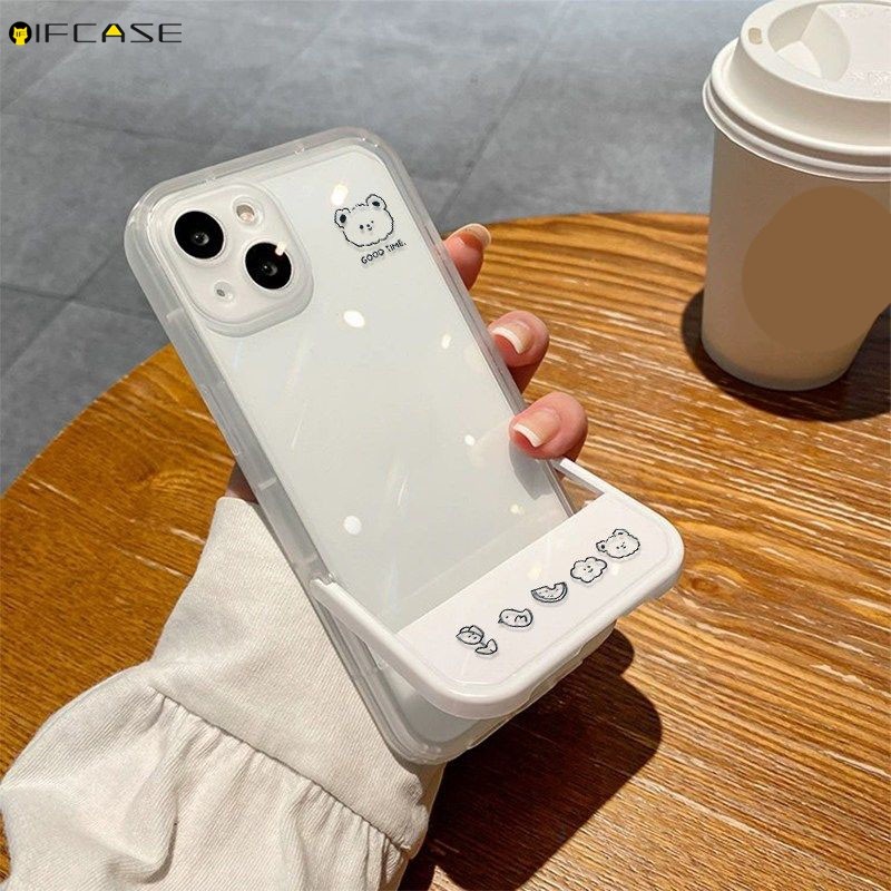 สําหรับ Xiaomi Poco X7 X6 X5 X4 GT M6 M4 M3 F7 Ultra F6 F5 Pro F3 Civi 5 4 Pro 3 2 1S 5G 4G เคสโทรศัพท์สายหมีดอกไม้ที่มองไม่เห็นยืนผู้ถือขาตั้งนาฬิกา ฝาครอบ