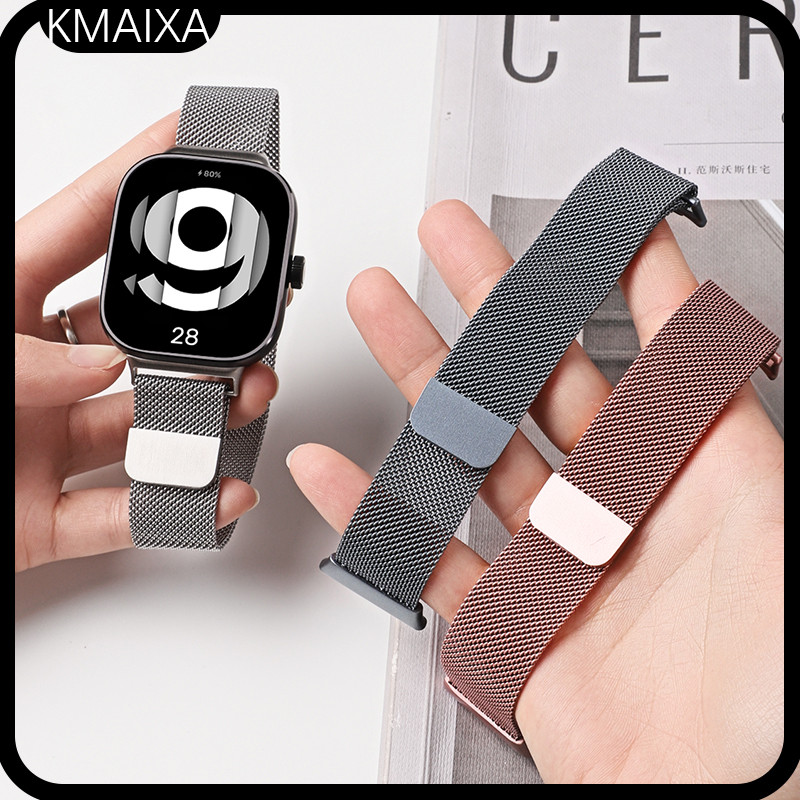 สายสําหรับ Redmi Watch 6 Redmi Watch 5 Redmi Watch 4 สาย Milanese Loop สแตนเลสโลหะสร้อยข้อมือแม่เหล็กเข็มขัดสายรัดข้อมือ Redmi Smartwatch Xiaomi Smart Band 8 9 Pro สาย