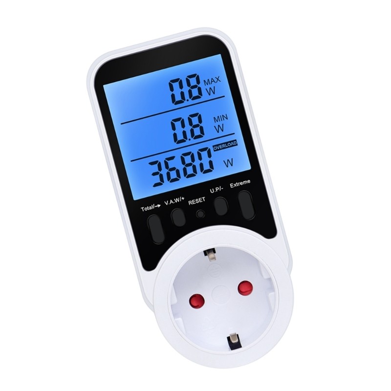 Niki เครื่องคิดเลขค่าอัตโนมัติ Power วัตต์ Meter Socket 3680W Capacity Voltage Monitors