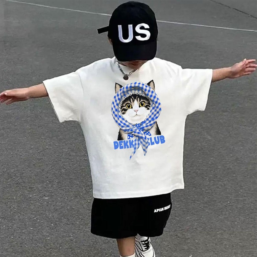 Yout-children เสื้อเด็ก เสื้อคอกลม ใส่สบาย cotton ลายพิมพ์แฟชั่น 2-9 ขวบ เด็ก 'BEKK CAT'