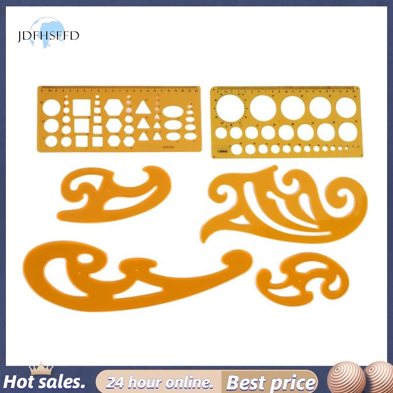 jdfhsffd6 ชิ้น French Curve และ Template Ruler Set Drawing Templates Tool Circle Templates สําหรับกา