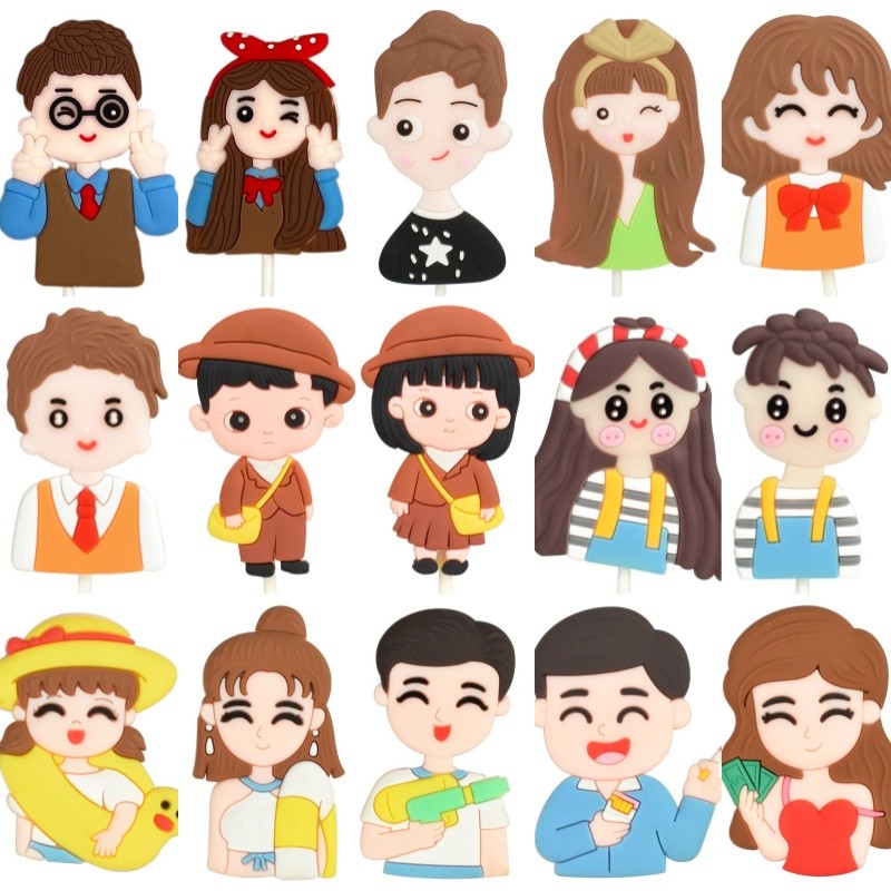 ใหม่ยางนุ่มผู้ชายและผู้หญิงเค้กด้านบนตกแต่ง ทําเอง วันเกิด/วันวาเลนไทน์แต่งงานเค้กวันเกิด ท็อปเปอร์ ขนมตกแต่ง