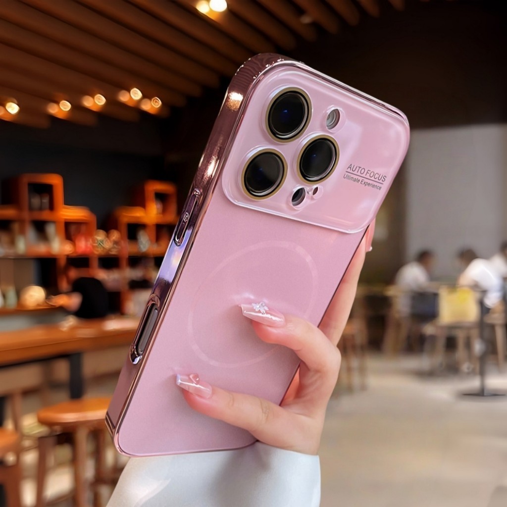 ใหม่หรูหราสีชมพูเคลือบเคสโทรศัพท์แม่เหล็กแข็งพร้อมฟิล์มป้องกันเลนส์สําหรับ ไอโฟน 14/15/16/17 มือโปร สูงสุด ราคา ถูกที่สุด ดีลบีเคเค แกลเลอรีภาพที่ 8