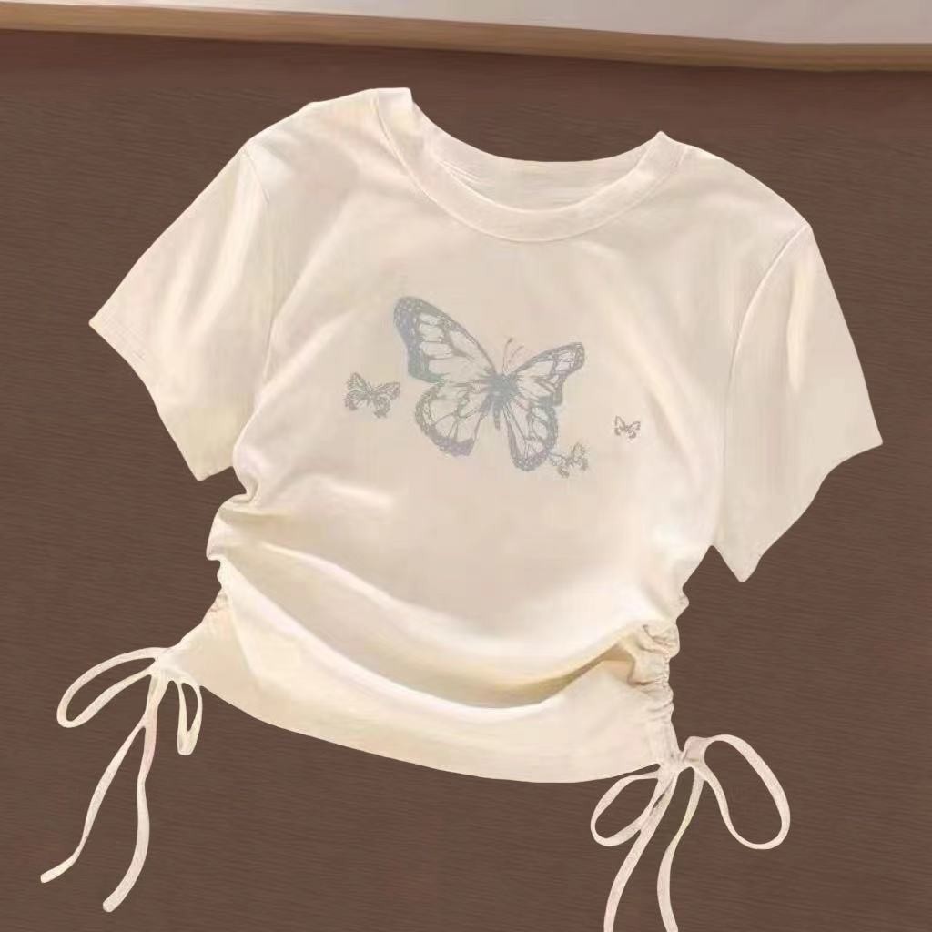 纯棉短袖设计感短袖短袖短袖短袖短袖外套装上衣小众计感Mint Mamboเสื้อยืดแขนสั้นสําหรับนักเรียนมัธยมต้นช