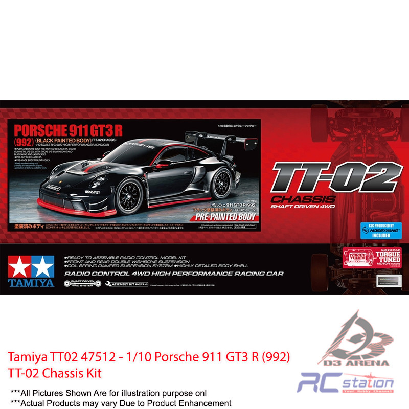 Tamiya TT02 #47512 - 1/10 Porsche 911 GT3 R (992) TT-02 Chassis Kit